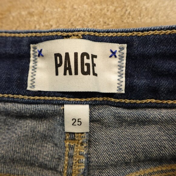 PAIGE Jimmy Jimmy Jean Shorts Women’s 25 Blue Roll Cuff Cabrera Distressed - Picture 2 of 11